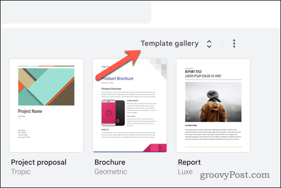 Откройте галерею шаблонов в Google Docs.