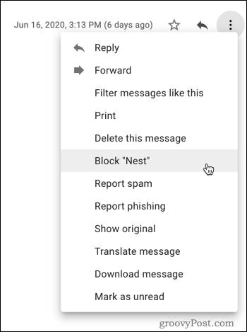 Блокировка в Gmail