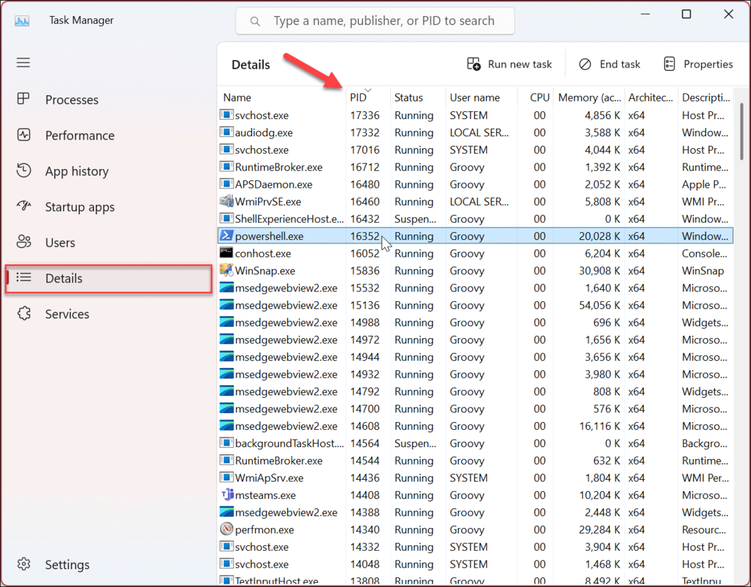 Как найти идентификатор процесса для приложений в Windows 11