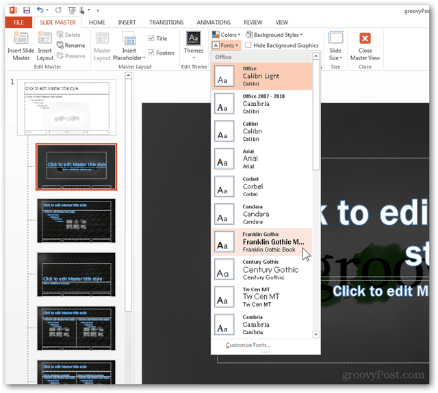 Office 2013 Создание шаблона Создание индивидуального дизайна Учебник по настройке слайдов POTX Как изменить основные шрифты Slide Настройка 