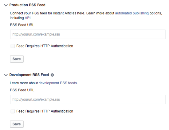 RSS-канал мгновенных статей в фейсбуке