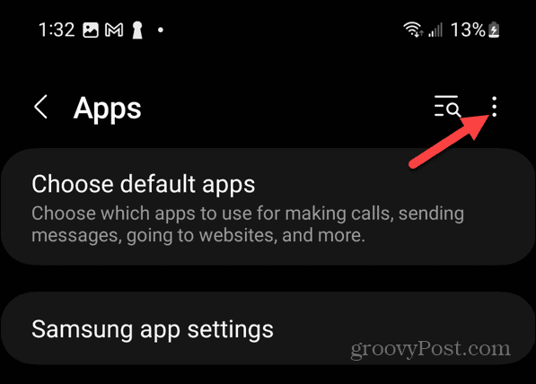 кнопка меню приложений Android