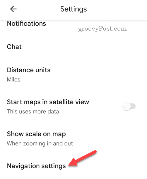 Откройте настройки мобильной навигации Google Maps.