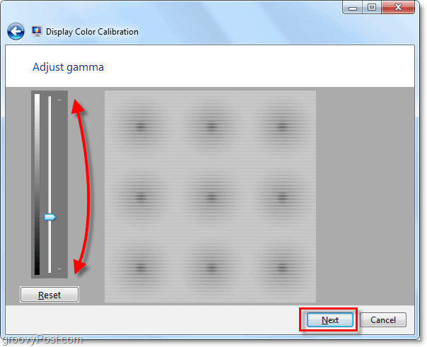 используйте полосы прокрутки для перемещения гаммы вверх и вниз в соответствии с изображением на предыдущей странице windows 7