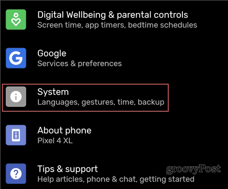 Настройки Android Backup