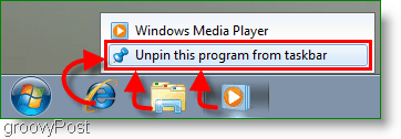 Windows 7 Открепить программу от скриншота панели задач
