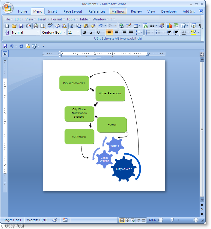 Пример блок-схемы Microsoft Word 2007