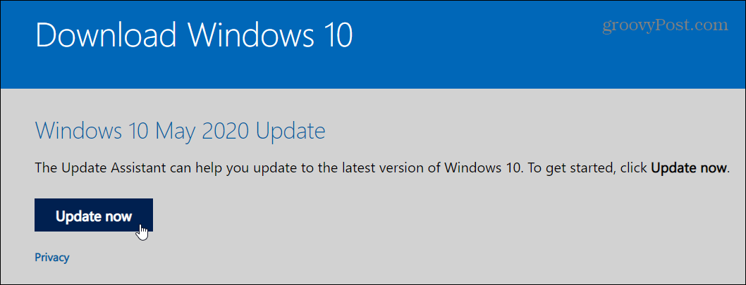 Как выполнить обновление до Windows 10 от мая 2020 г. с помощью помощника по обновлению