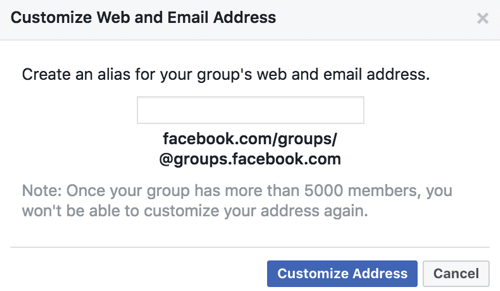 Получите настраиваемый URL-адрес и адрес электронной почты для своей группы в Facebook.