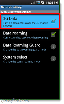 Android 3G данные отключены