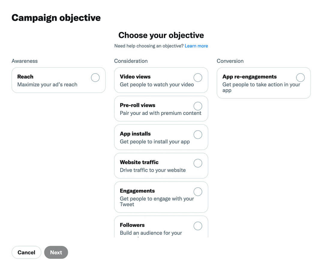 как запустить рекламу в Твиттере-2022, продвигаемая-кампания, цель-шаг-3