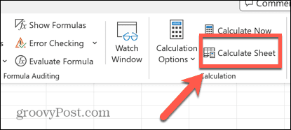 excel кнопка расчета листа