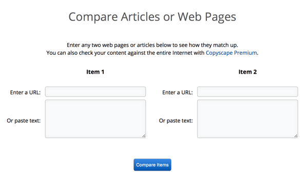 Copyscape может сравнивать статьи или страницы бок о бок, что упрощает подтверждение плагиата.
