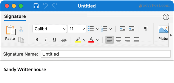 Создайте новую подпись в Outlook на Mac