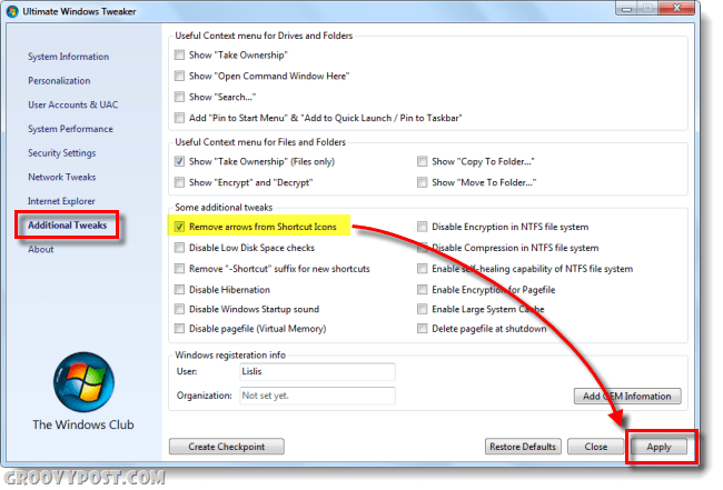 Как удалить Windows 7 ярлык Иконка Стрелка Наложение