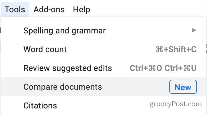 Инструменты Сравнить документы в Google Документах