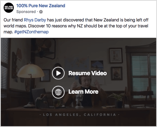Пример осведомленности о видеорекламе в Facebook