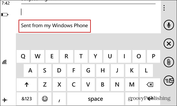 Windows Phone Email Подпись