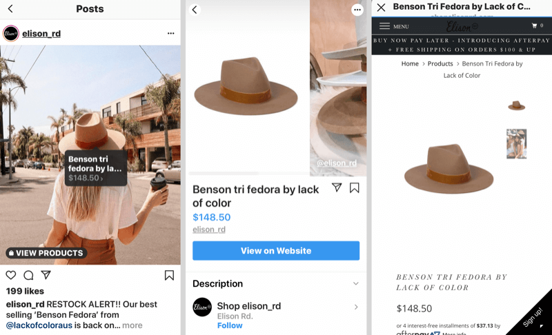 Как продавать больше продуктов в Instagram, пример тегов продуктов Instagram.