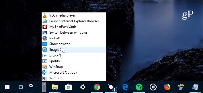Панель быстрого запуска Windows 10