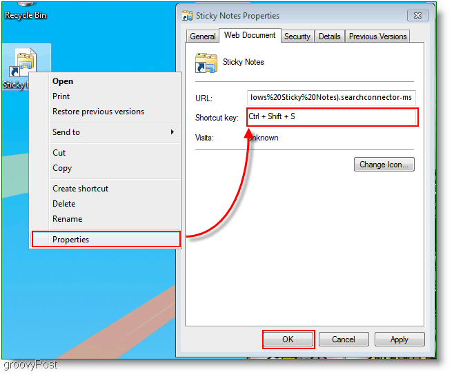 Windows 7 Создать новое меню назначения сочетаний клавиш: снимок экрана