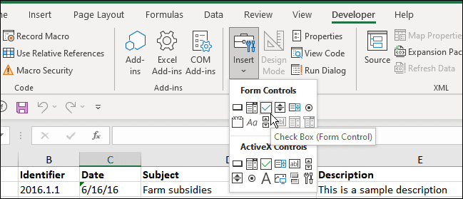 вставить флажок разработчик Excel