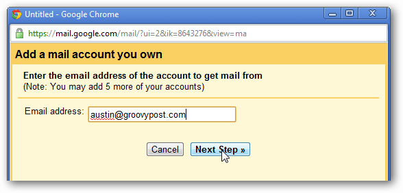 добавить адрес электронной почты