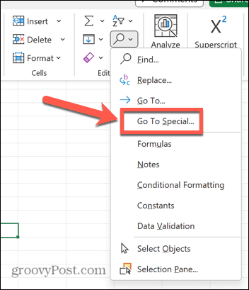 excel перейти к спец.