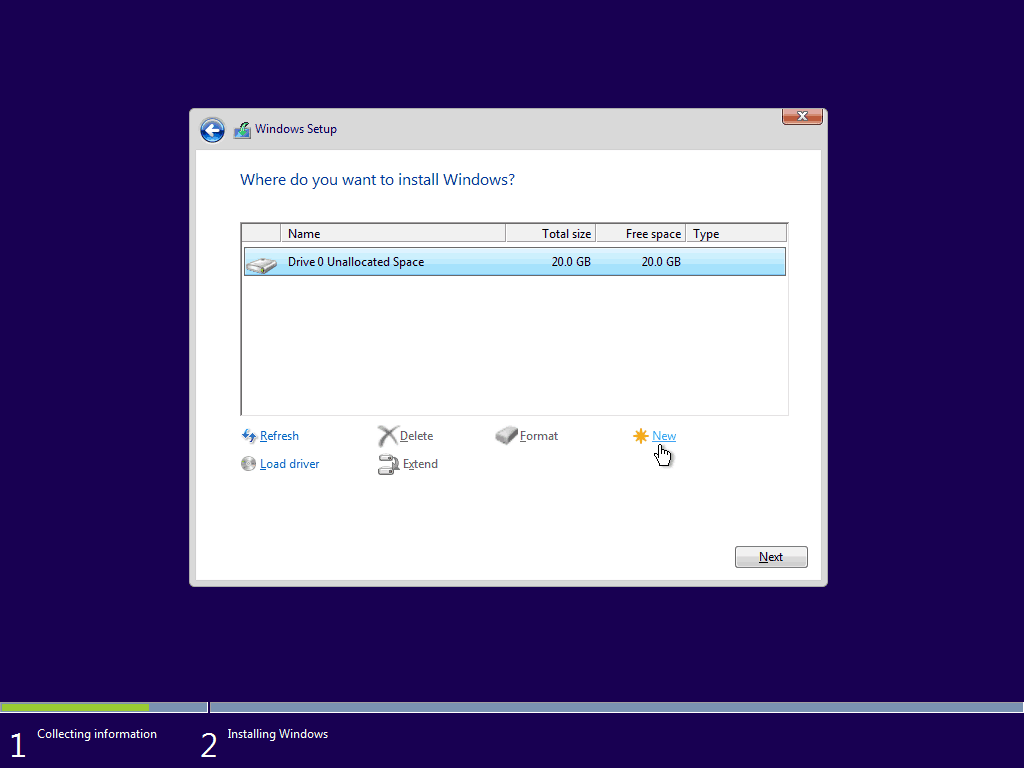 07 Создать новый раздел из нераспределенного пространства 5 Windows 10 Clean Install