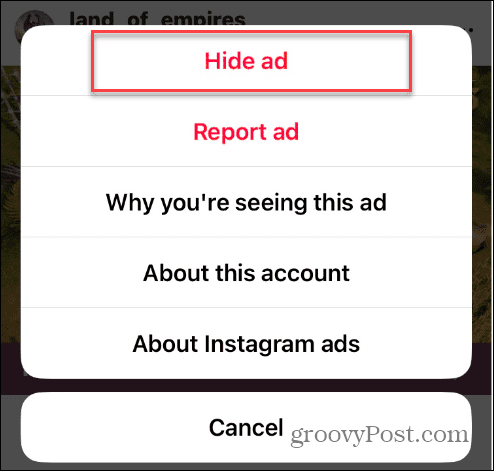 Отключить таргетированную рекламу в Instagram