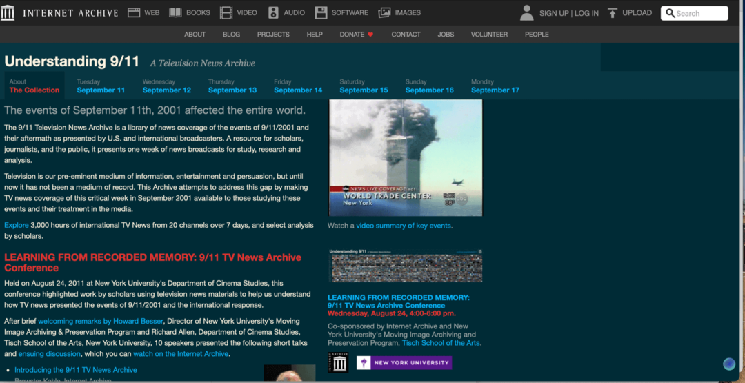9-11 специальный раздел Интернет-архив