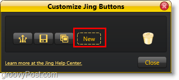 нажмите на новую кнопку, чтобы добавить новую кнопку Jing Share