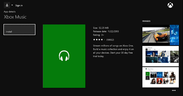 Приложение Xbox Music