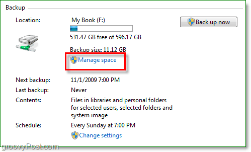 Windows 7 Backup - управляйте дисковым пространством для резервного копирования