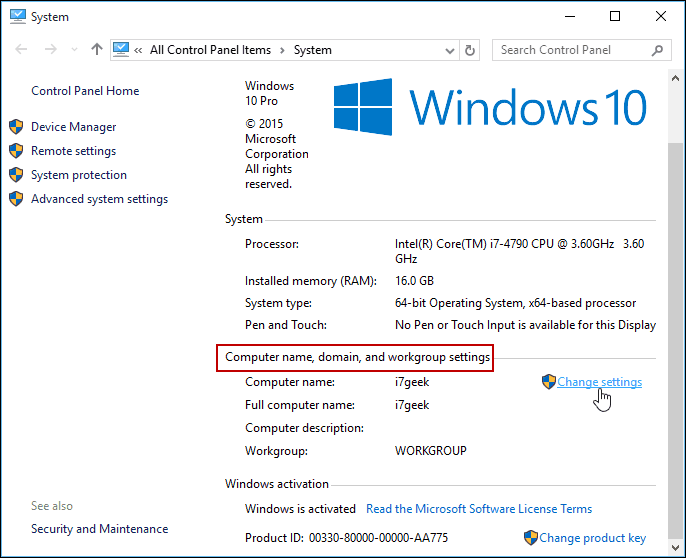 Изменить настройки Windows 10 Панель управления