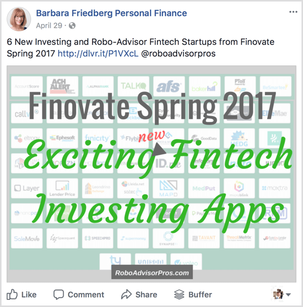 живой блог Finovate пример Facebook