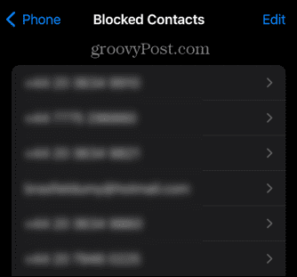 список заблокированных контактов айфона
