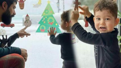 Бурак Озчивит и сын Фахрие Эвчен Каран впервые встретили снеговик!
