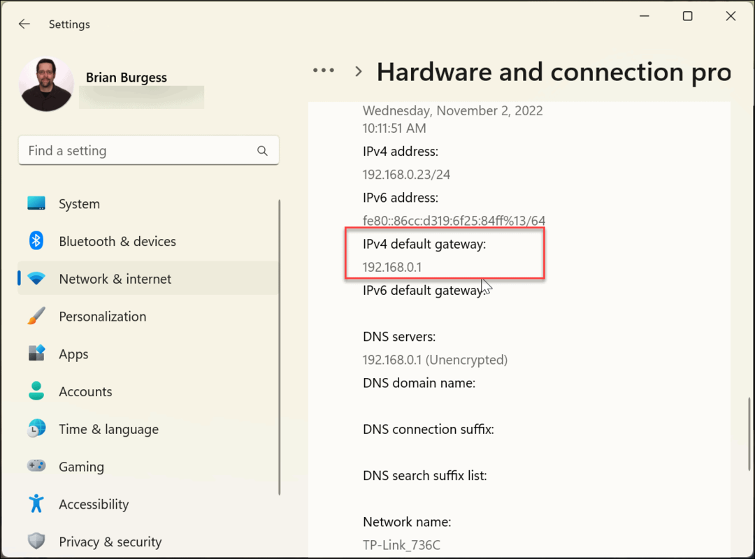 Как узнать IP-адрес маршрутизатора в Windows 11