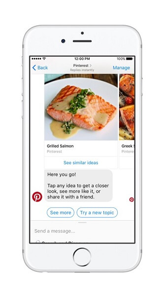 Бот Pinterest привносит в Messenger возможности поиска Pinterest и рекомендации.