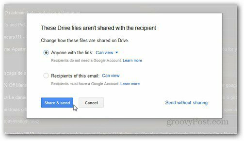 отправить с помощью прав на Google Drive