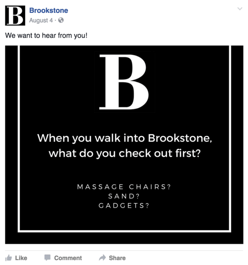Brookstone сообщение в Facebook