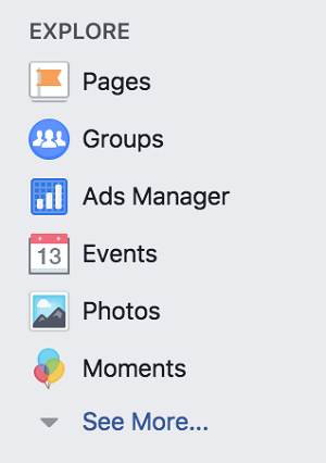 Доступ к группам Facebook осуществляется из раздела «Обзор» личного профиля Facebook.