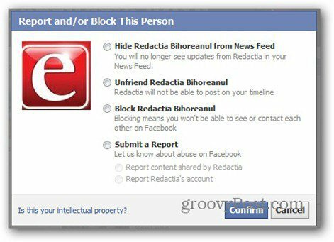 отчет в фейсбуке - блокировать настройки
