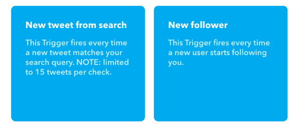 Выберите «Новый твит из поиска» в качестве триггера апплета IFTTT.