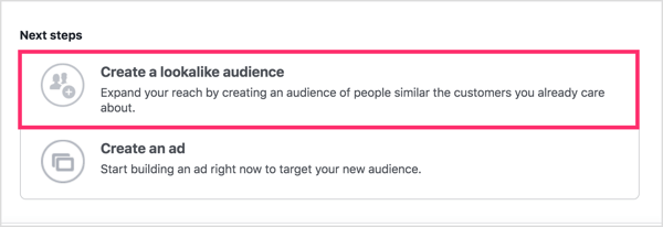 После того как вы создадите собственную аудиторию, нажмите «Создать похожую аудиторию».