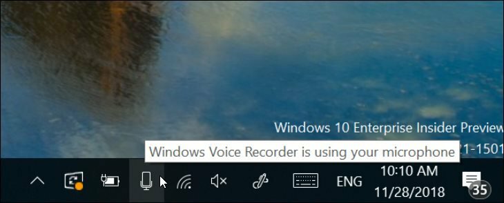 Windows 10 19H1 Новое уведомление о микрофоне