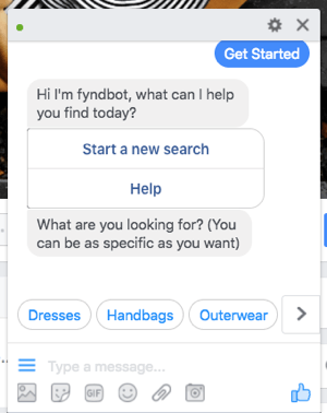 Этот чат-бот Facebook Messenger помогает покупателям найти одежду для покупки.