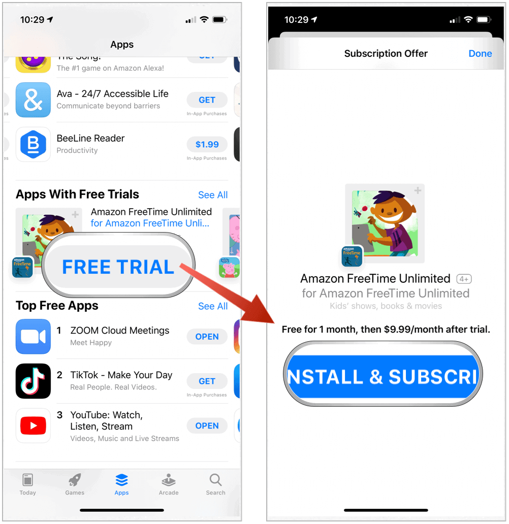 App Store Бесплатные пробные условия