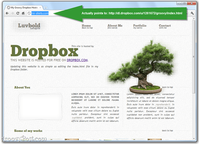 публиковать веб-страницы через открытую папку Dropbox